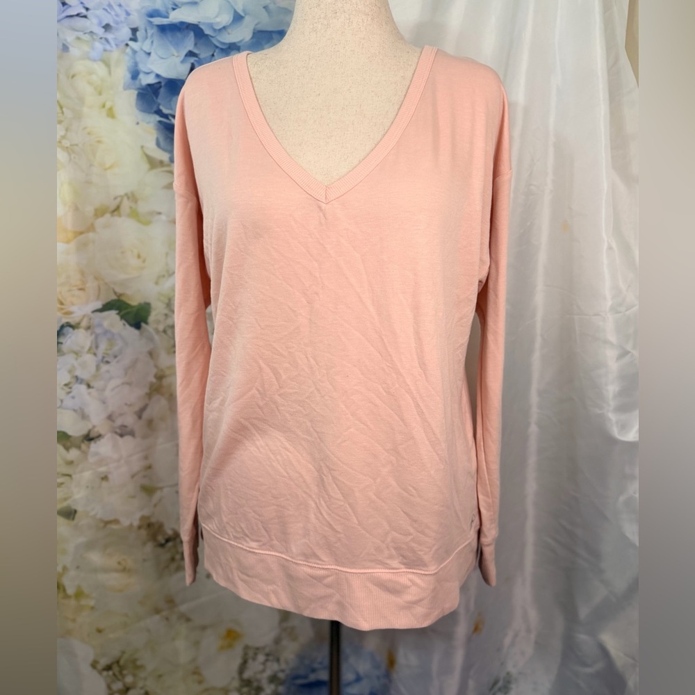 Blush V-Neck Thin Sweater open back long sleeve
